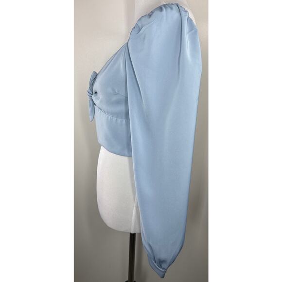 Superdown / super down Binx Tie Front Crop Top, Blue, Medium - Picture 5 of 8